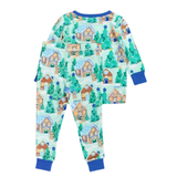 Blue Jolly Gingerbread Two Piece PJ Set