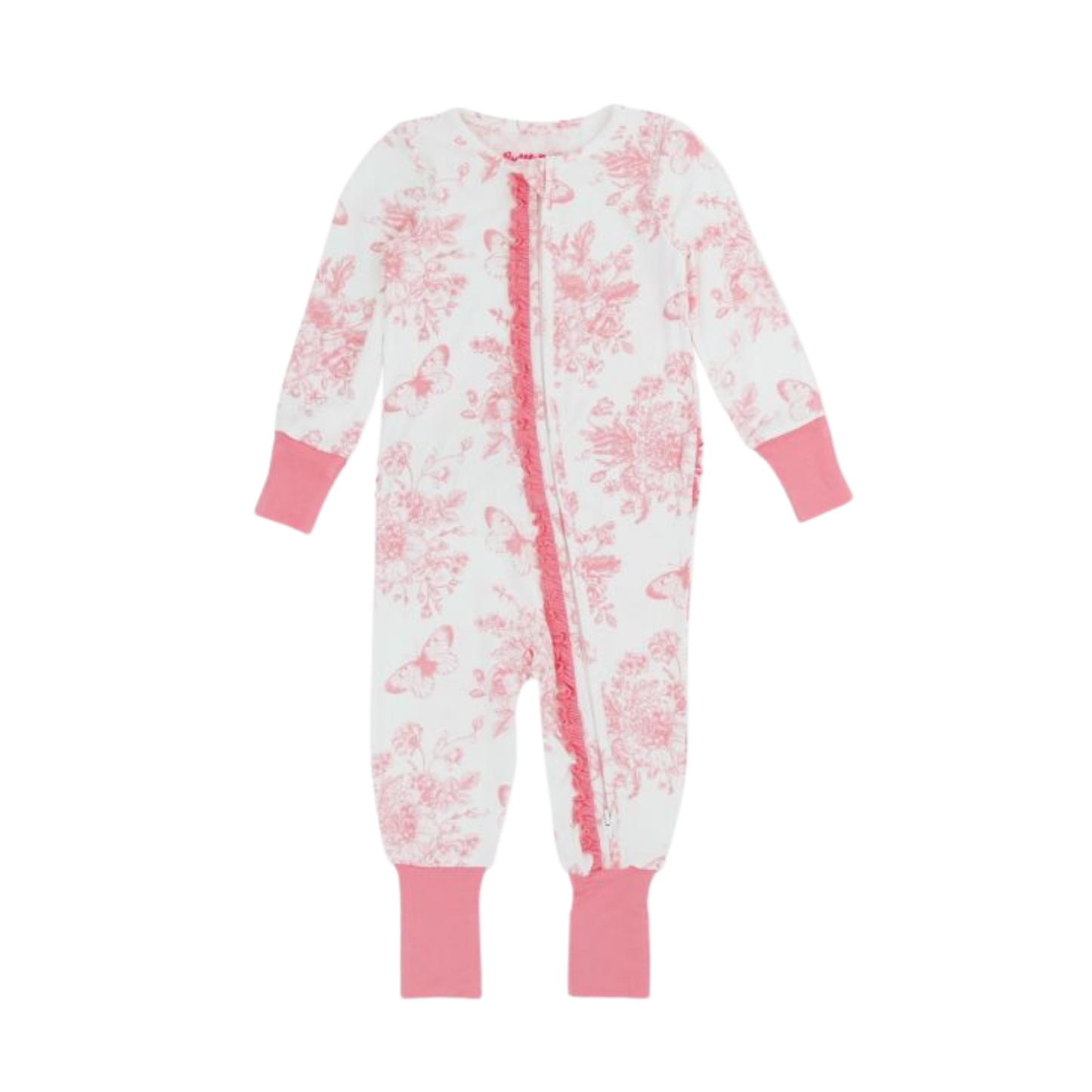 Pink Butterfly Toile Convertible Ruffle PJs