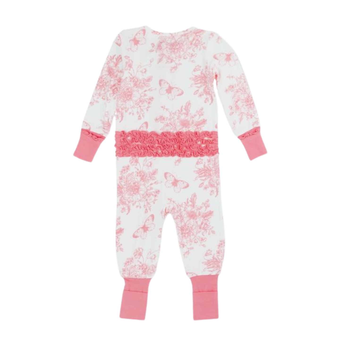 Pink Butterfly Toile Convertible Ruffle PJs