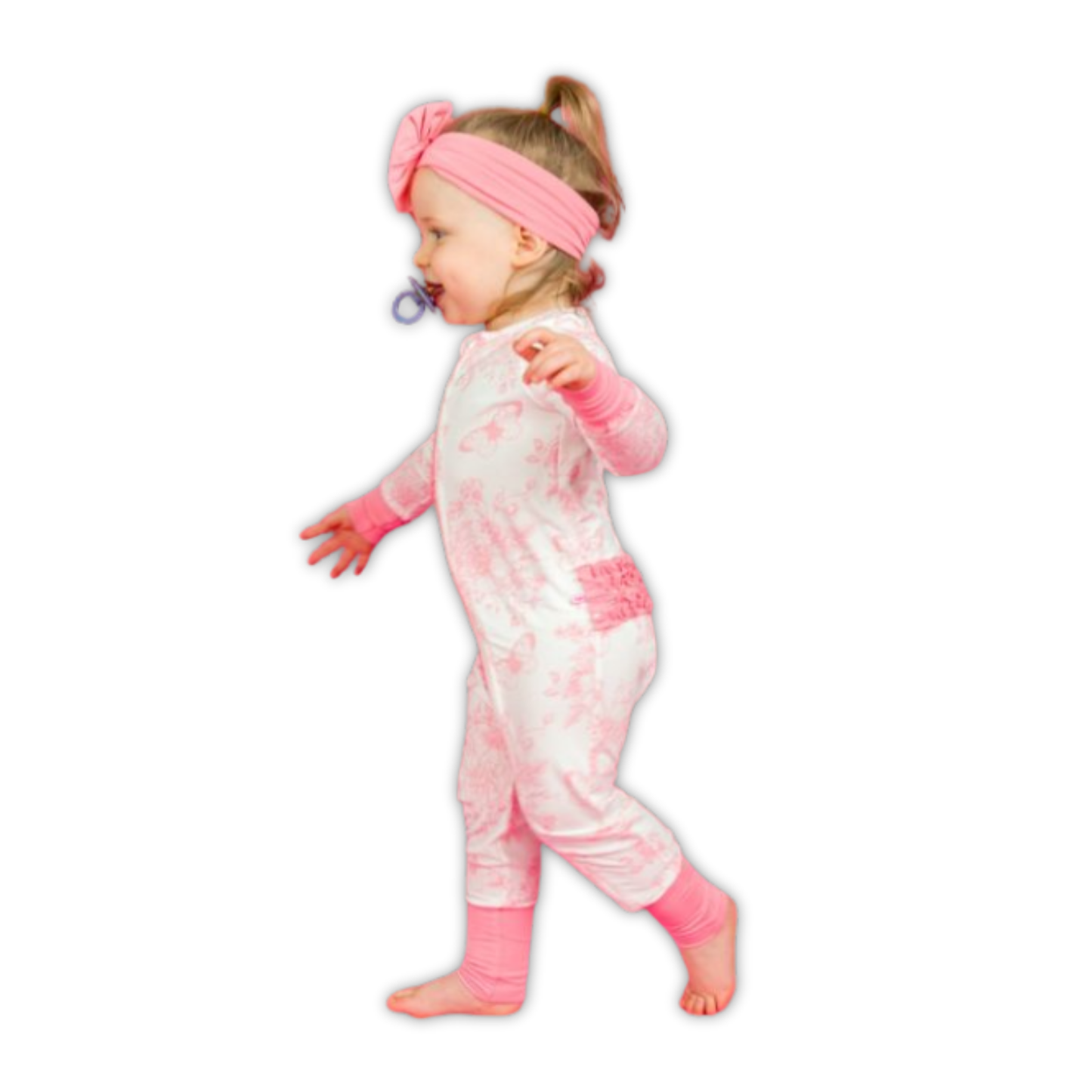Pink Butterfly Toile Convertible Ruffle PJs