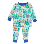 Blue Jolly Gingerbread Two Piece PJ Set - Lizzy G's Fine Gifts