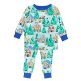 Blue Jolly Gingerbread Two Piece PJ Set - Lizzy G's Fine Gifts