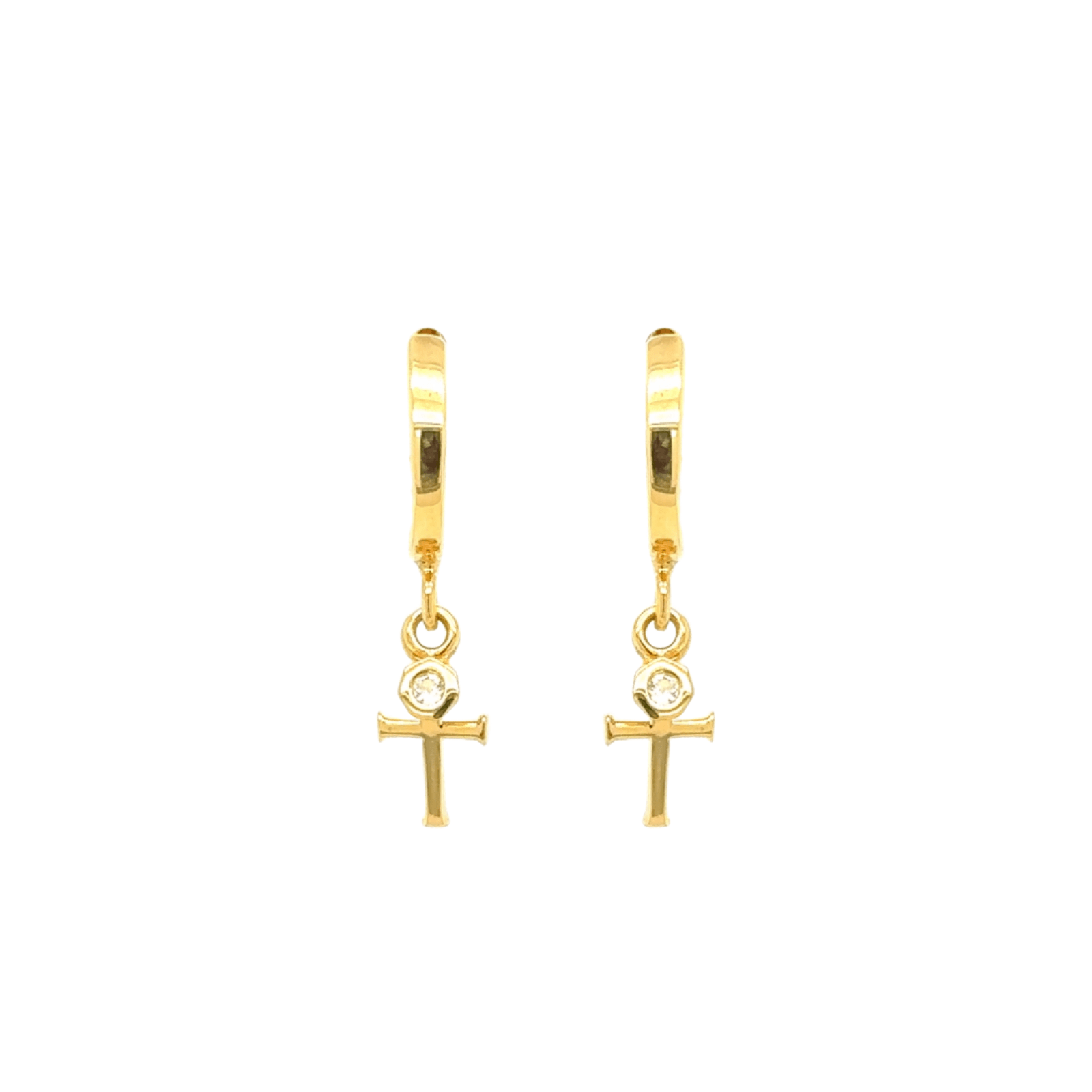 Calvary Cross Huggie Hoop Earrings - Lizzy G's Fine Gifts