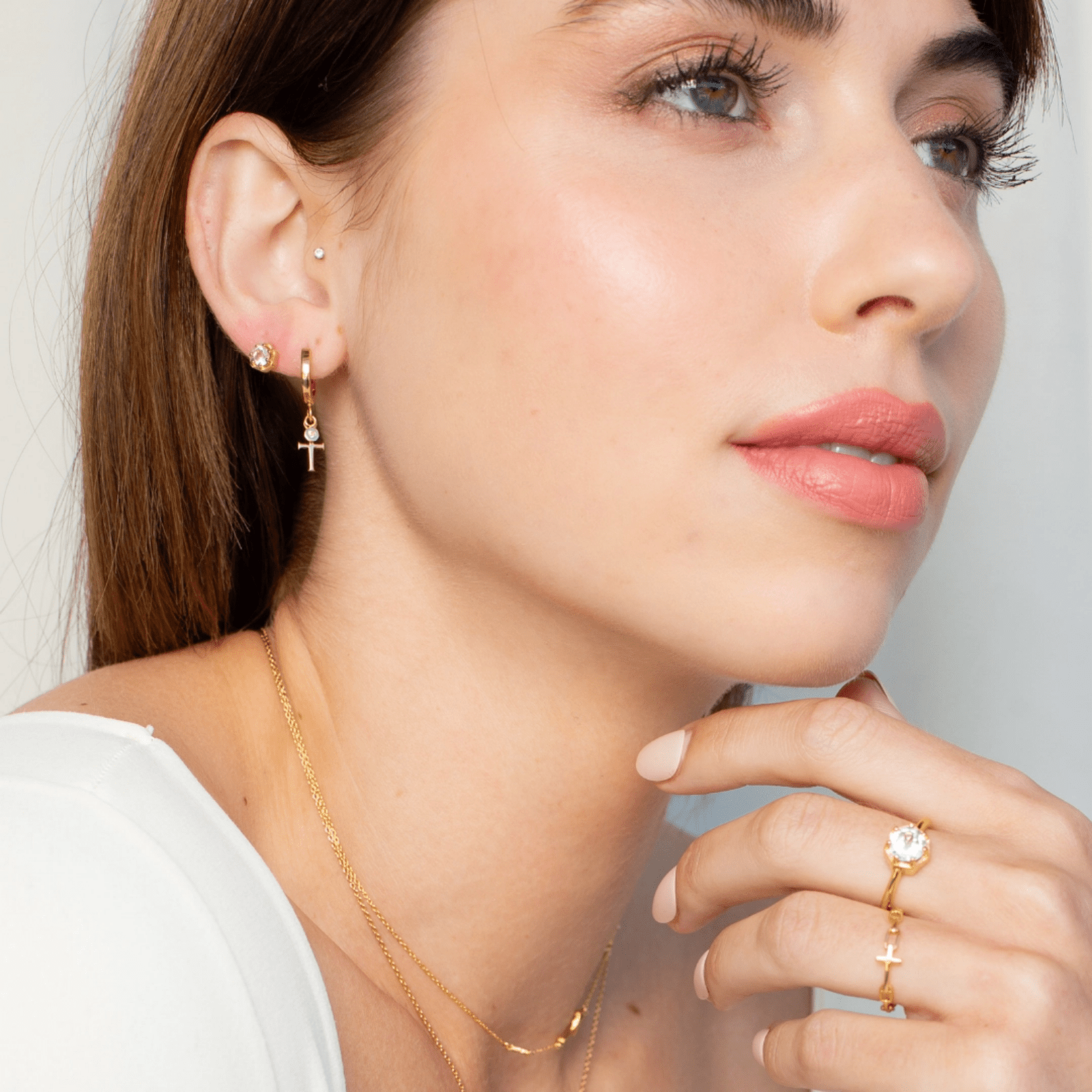 Calvary Cross Huggie Hoop Earrings - Lizzy G's Fine Gifts