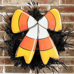 Candy Corn Bow Metal Decor - Lizzy G's Fine Gifts