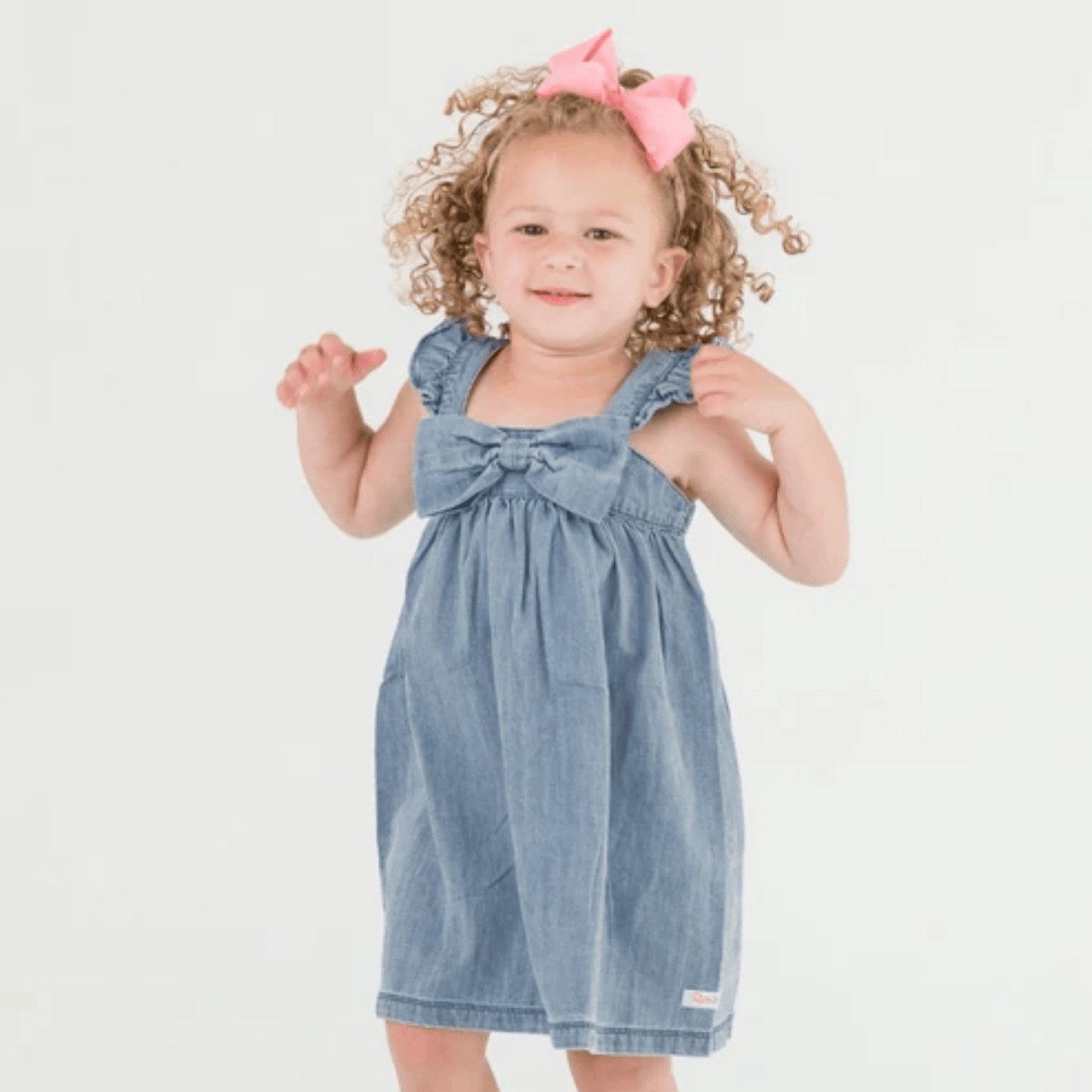 Denim Flutter Bow Dress - Lizzy G's Fine Gifts