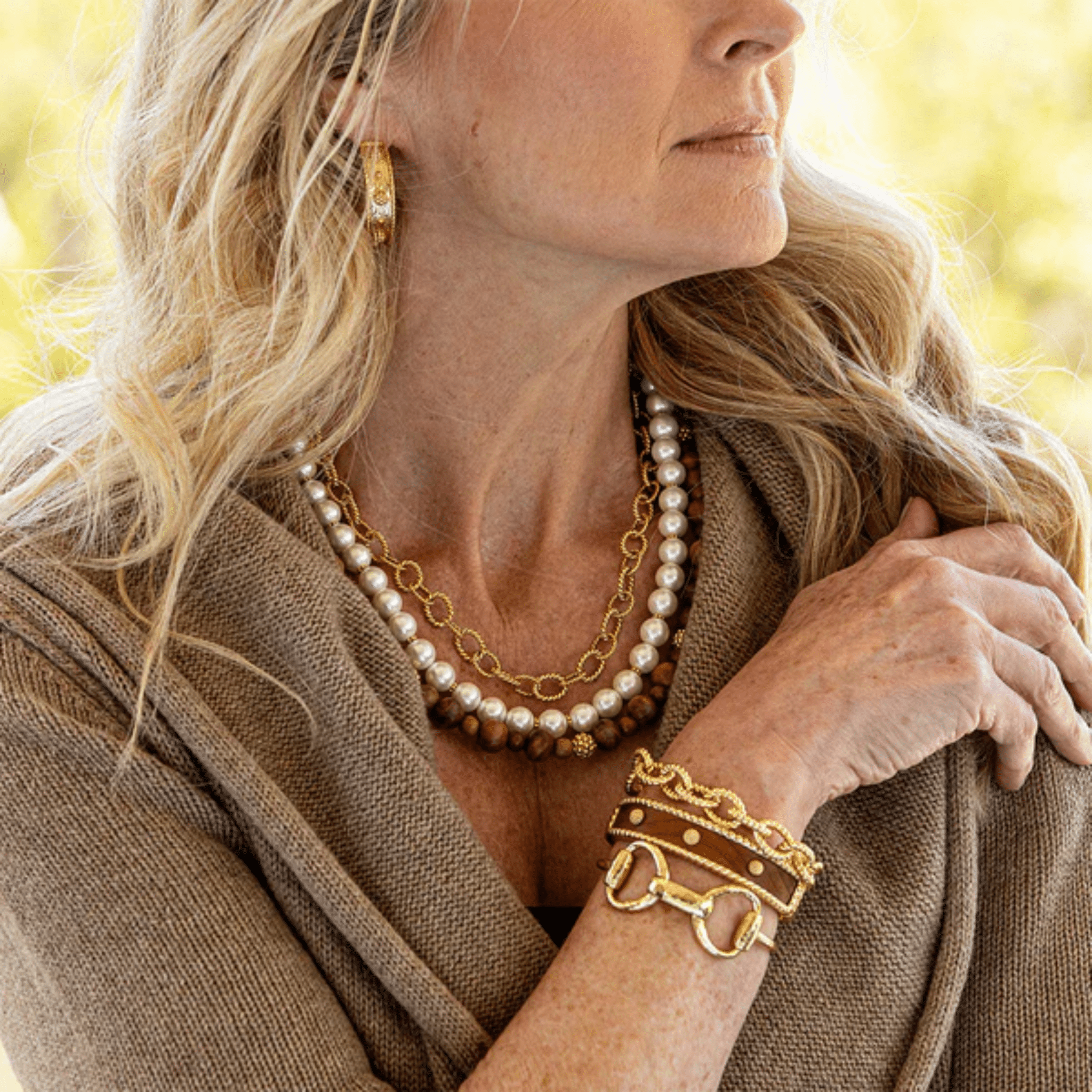 Earth Goddess Necklace - Teak & Pearl - Lizzy G's Fine Gifts
