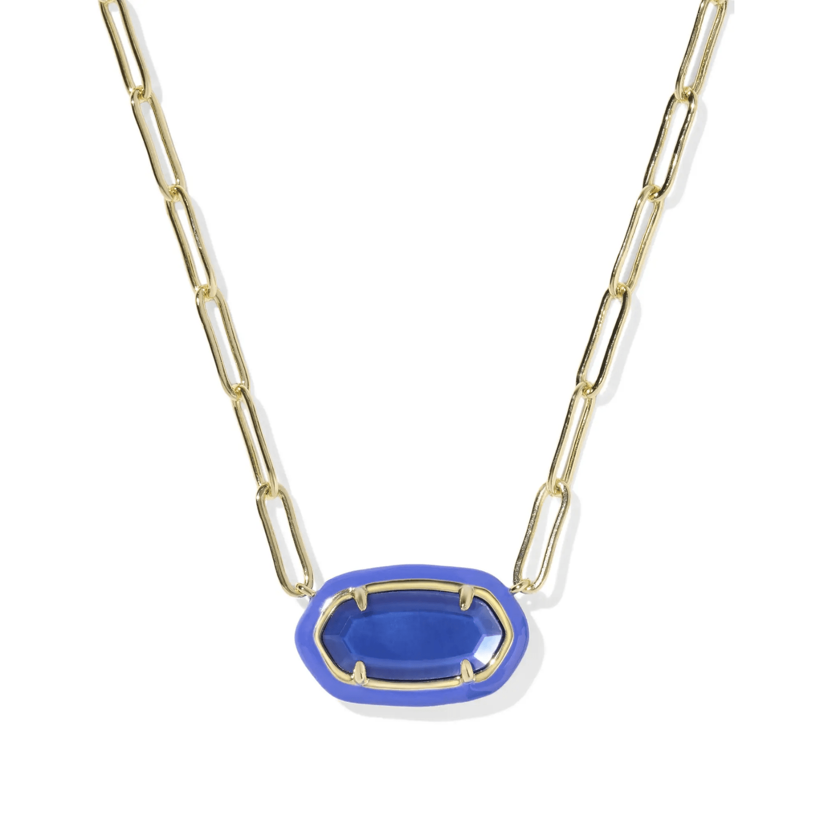 Elisa Enamel Framed Paperclip Chain Necklace - Lizzy G's Fine Gifts