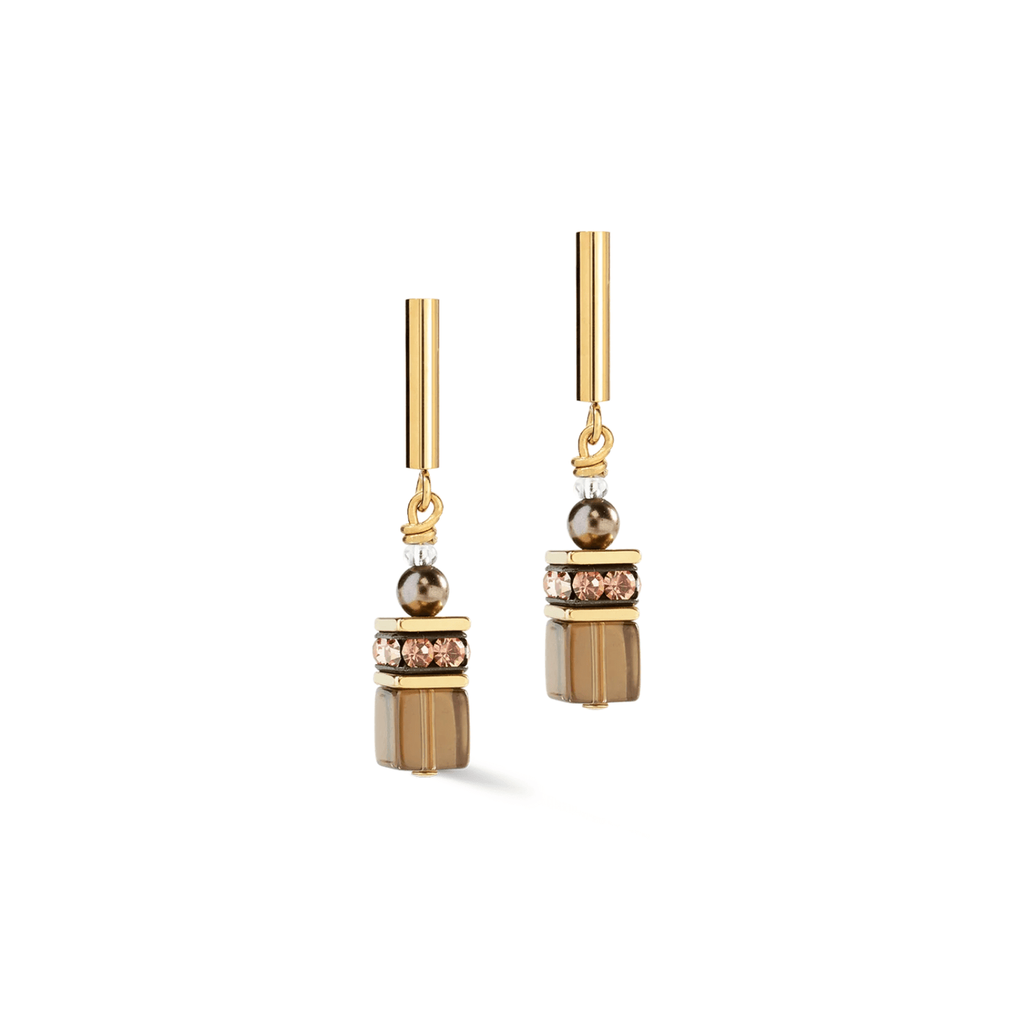 GeoCUBE® Precious Fusion Pearls Earrings Mocha Mousse - Lizzy G's Fine Gifts