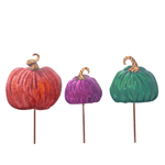 Metal Faux Painted Velvet Pumpkin Decor - Lizzy G's Fine Gifts