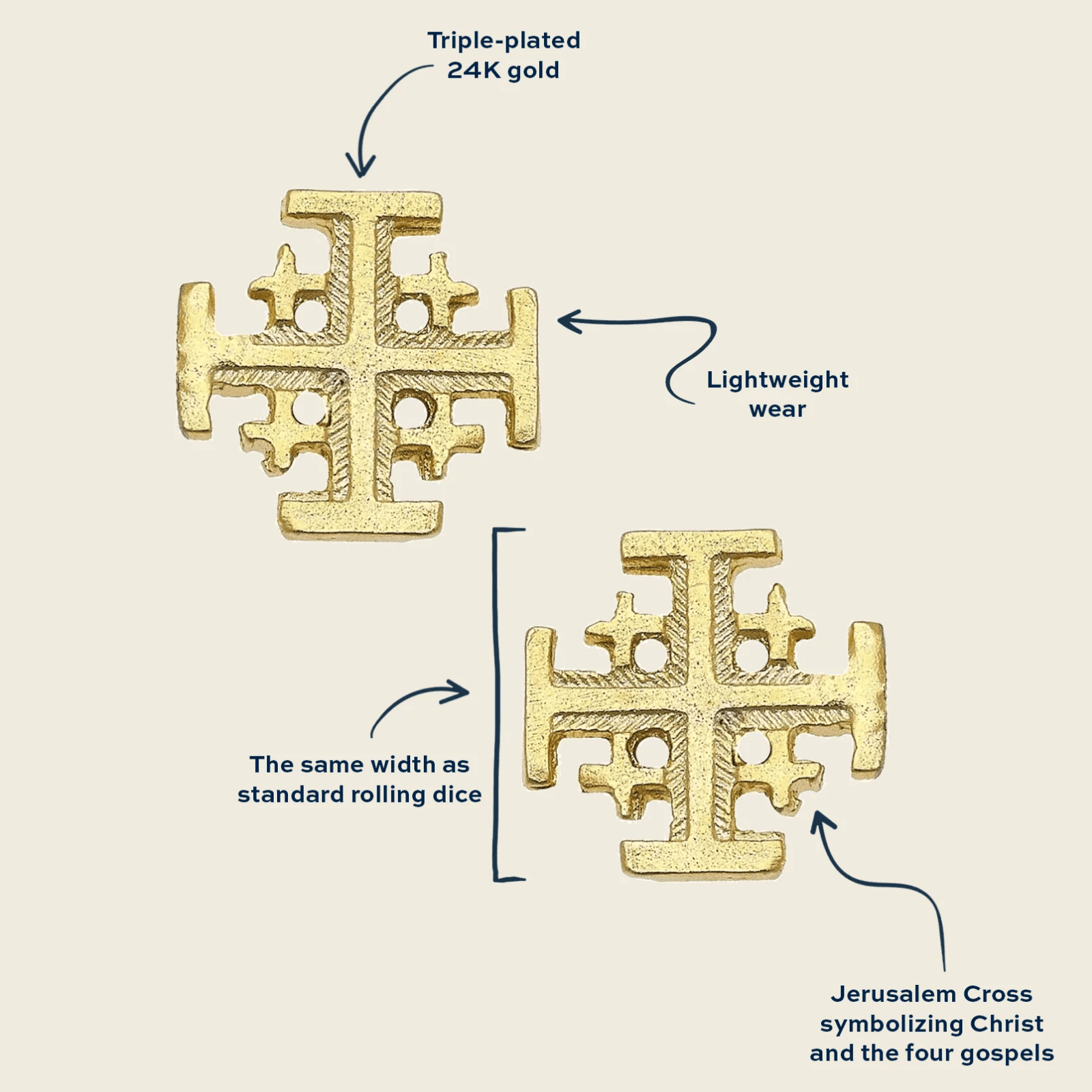 Multi Cross Stud Earrings - Lizzy G's Fine Gifts