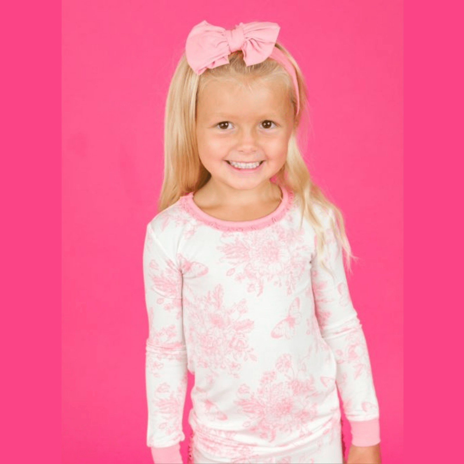 Pink Butterfly Toile Toddler Two Piece PJ Set - Lizzy G's Fine Gifts