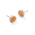 Pumpkin Stud Earrings - Orange Mother of Pearl - Lizzy G's Fine Gifts