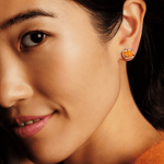 Pumpkin Stud Earrings - Orange Mother of Pearl - Lizzy G's Fine Gifts
