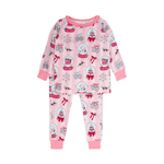 Sparkle Pinkmas Snowglobes Ruffle Two Piece PJ Set - Lizzy G's Fine Gifts