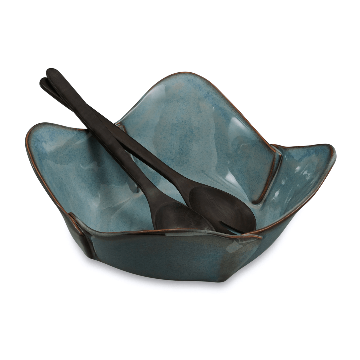 Square Bowl with Palm Servers - Lizzy G's Fine Gifts