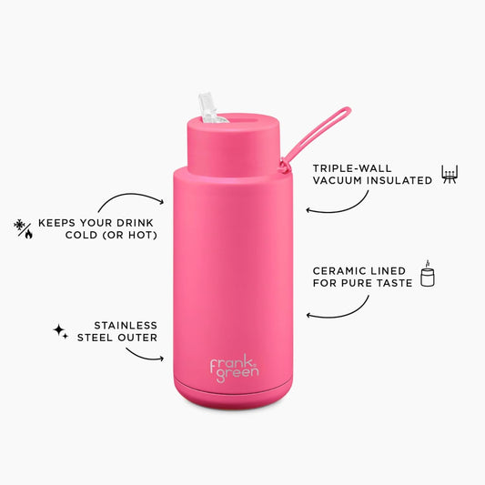 34oz Ceramic Reusable Bottle (Multiple Colors Available)