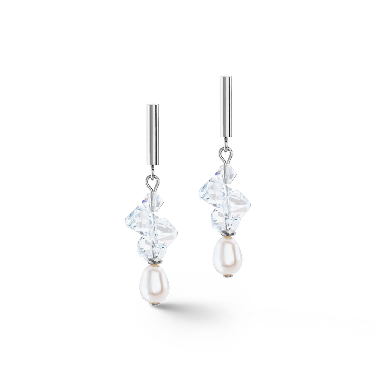 Earrings Dancing Crystals & Pearls Silver