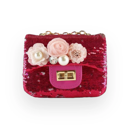 Floral Applique Sequin Purse