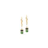 GeoCUBE® Earrings Sparkling Emerald & Gold Princess Earrings