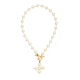 Pearl Cross Toggle Necklace