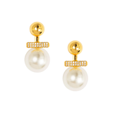 Pearl & Pave Bar Drop Earrings