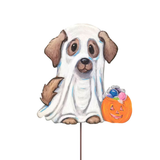 Ghost Puppy & Jack-o-Lantern Metal Decor