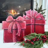 Burgundy Velvet Gift Box  Metal Decor