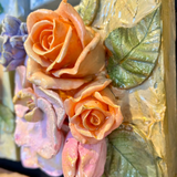 Orchid Floral Bouquet Sculpted Art Block - 6x6