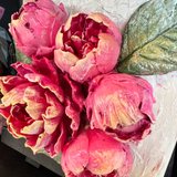 Peony wtih Buds Floral Bouquet Sculpted Art Block - 6x6