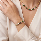 GeoCUBE® Emerald & Gold Sparkling  Princess Bracelet