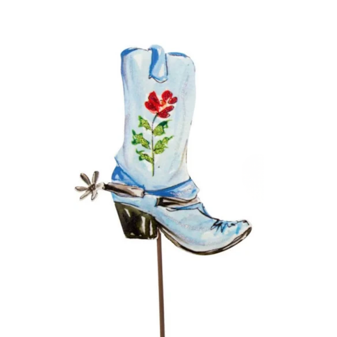 Floral Boot Garden Stake