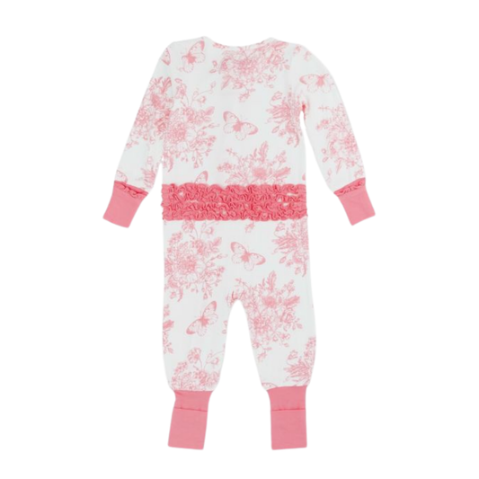 Pink Butterfly Toile Convertible Ruffle PJs