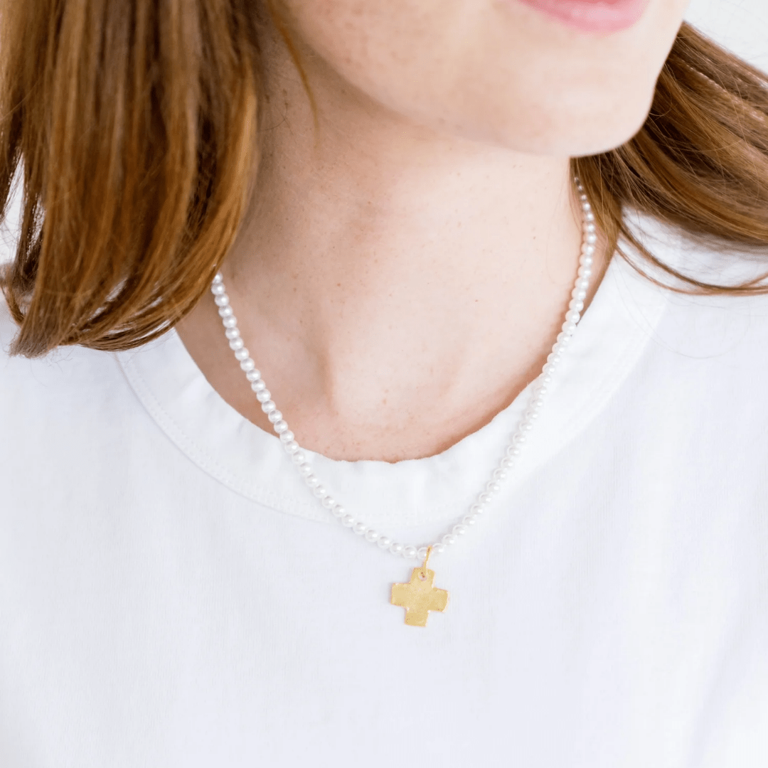 Alys Pearl Cross Necklace - Lizzy G's Fine Gifts