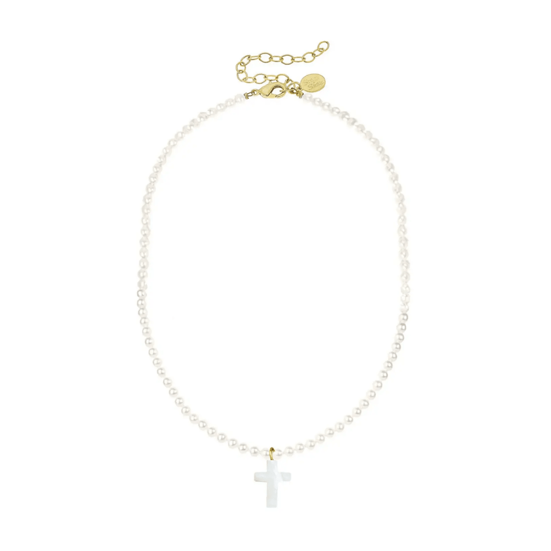 Alys Pearl Cross Necklace - Lizzy G's Fine Gifts