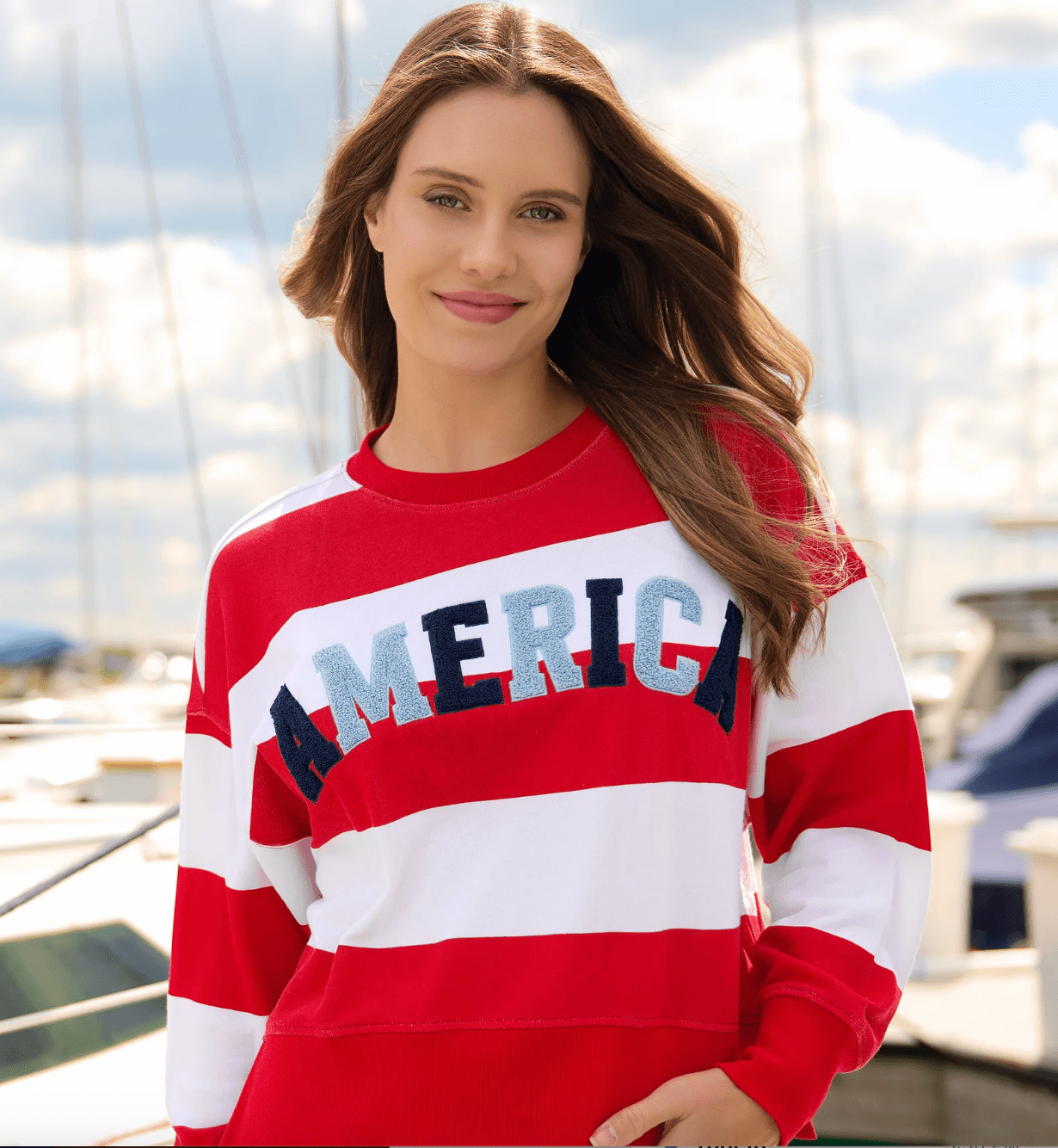 America Rugby Striped Sweatshirt - Lizzy G's Fine Gifts