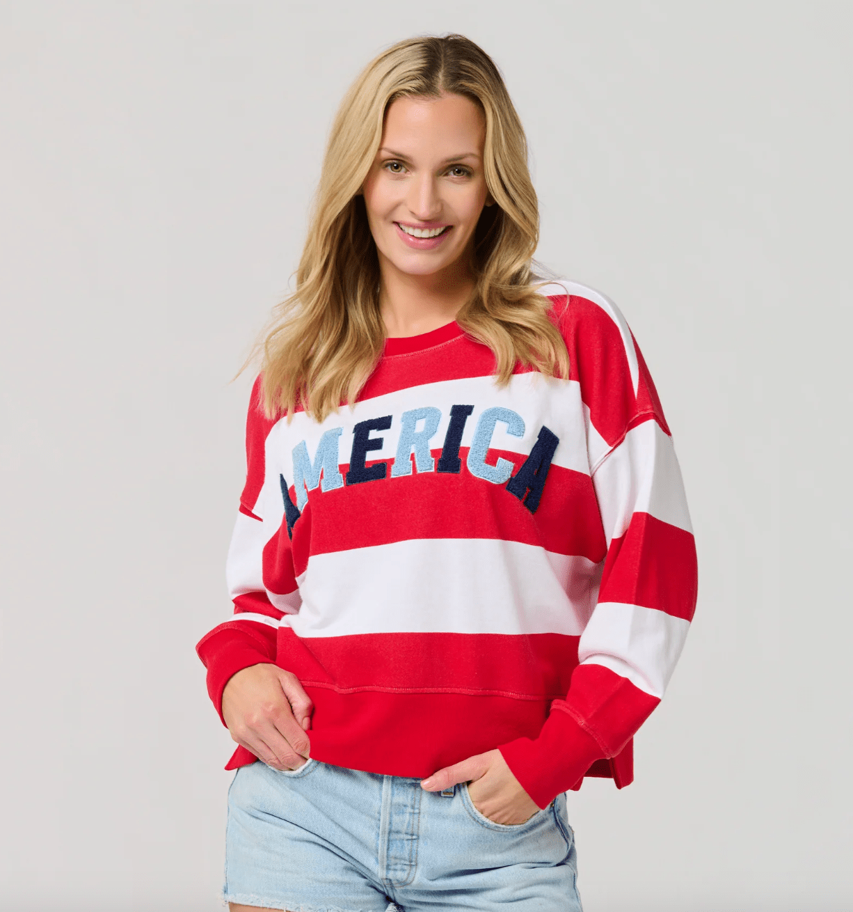 America Rugby Striped Sweatshirt - Lizzy G's Fine Gifts