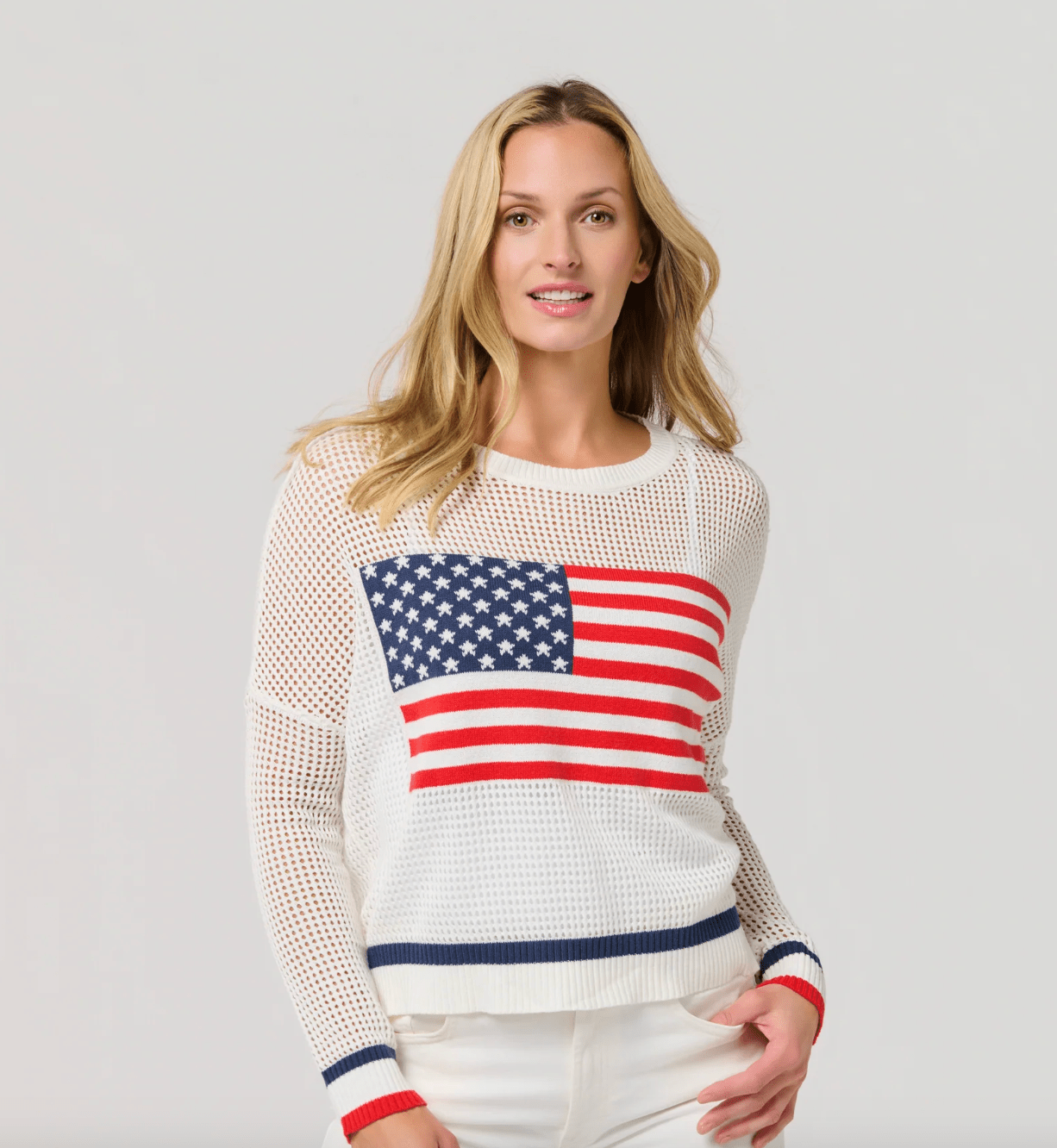 American Flag Mesh Sweatshirt - Lizzy G's Fine Gifts