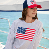 American Flag Relaxed Sweatshirt - Lizzy G's Fine Gifts