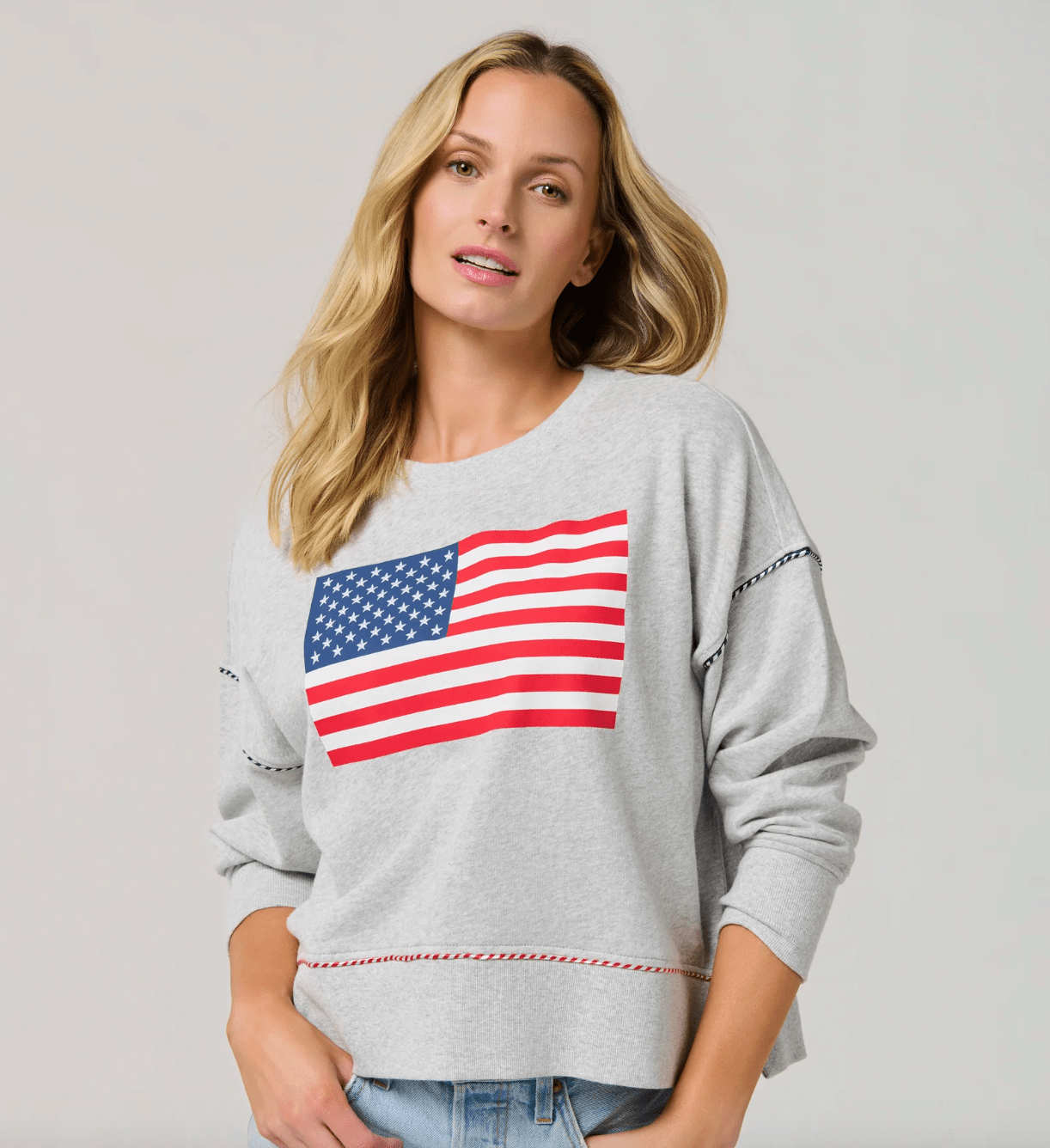American Flag Relaxed Sweatshirt - Lizzy G's Fine Gifts