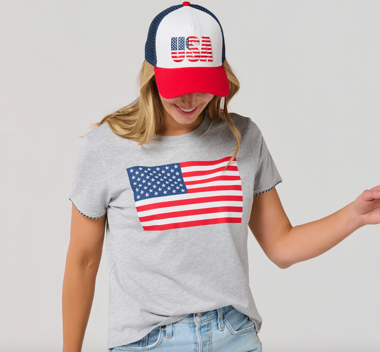 American Flag Relaxed Tee Shirt - Lizzy G's Fine Gifts