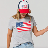 American Flag Relaxed Tee Shirt - Lizzy G's Fine Gifts