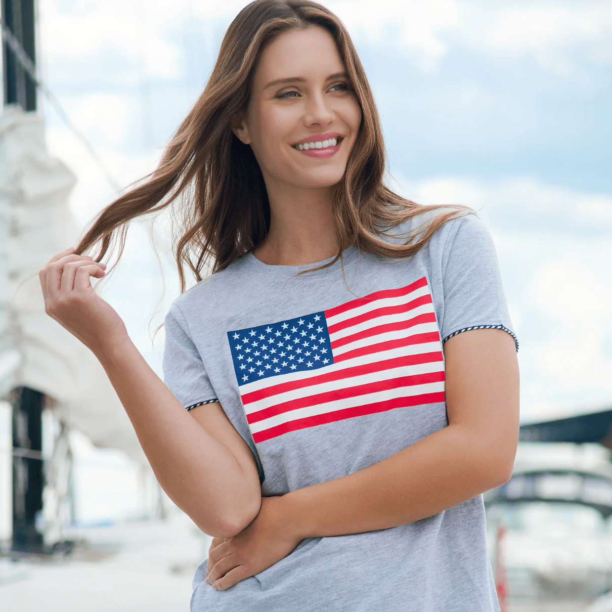 American Flag Relaxed Tee Shirt - Lizzy G's Fine Gifts