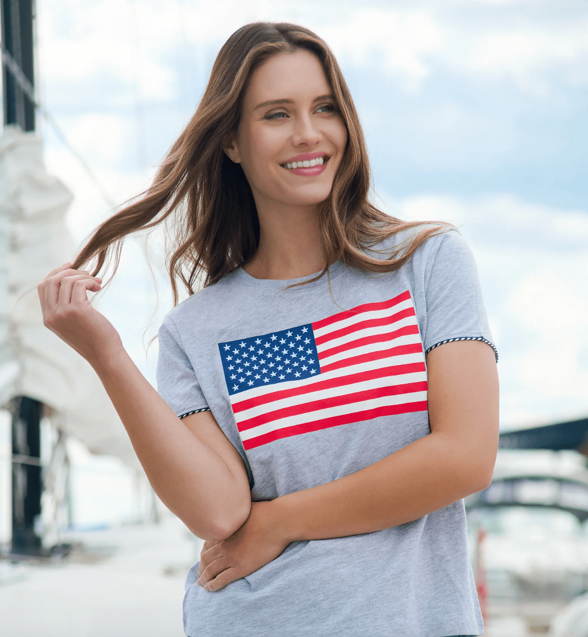 American Flag Relaxed Tee Shirt - Lizzy G's Fine Gifts