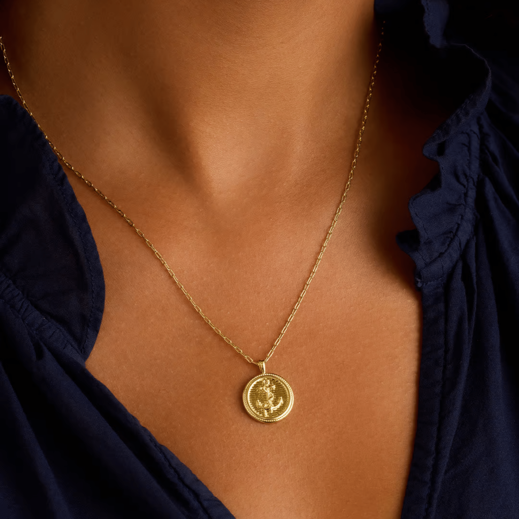 Anchor Coin Necklace - Lizzy G's Fine Gifts