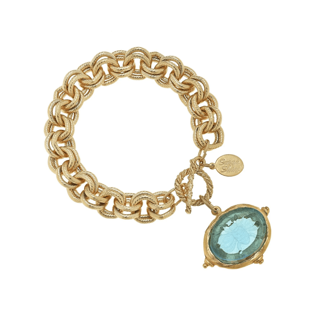 Aqua Venetian Glass Bee Bracelet - Lizzy G's Fine Gifts