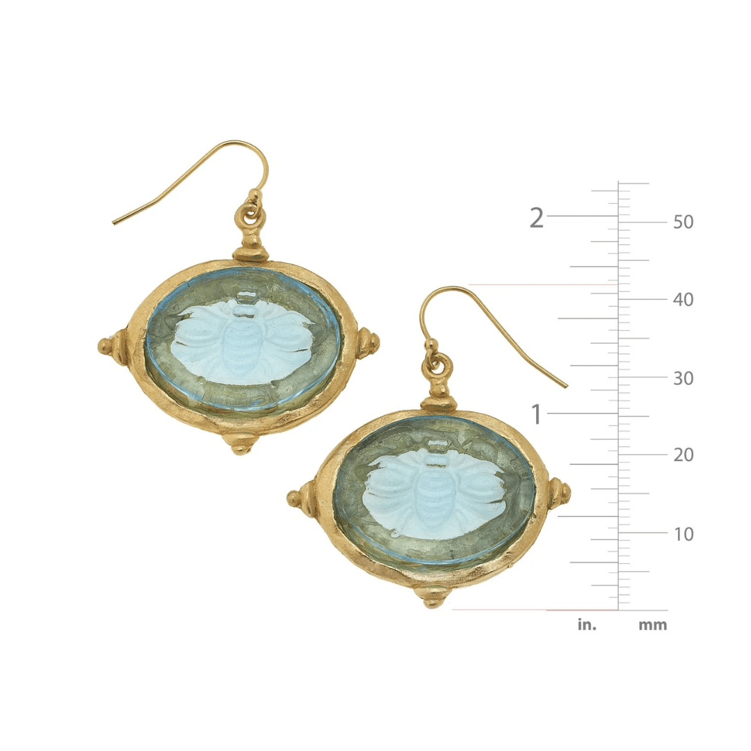 Aqua Venetian Glass Bee Earrings - Lizzy G's Fine Gifts