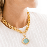Aqua Venetian Glass Bee Necklace - Lizzy G's Fine Gifts