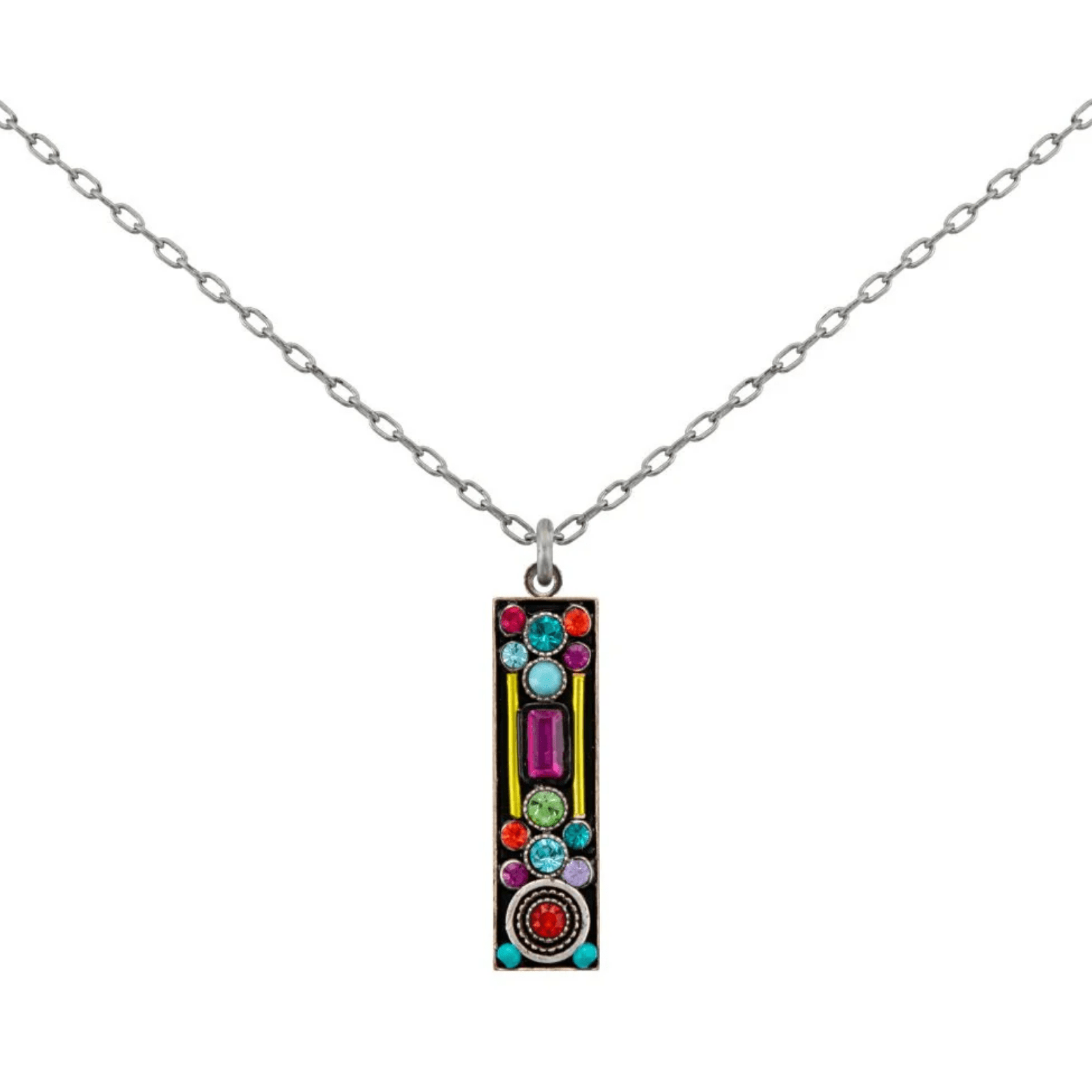 Architectural Long Rectangle Pendant Necklace - Lizzy G's Fine Gifts