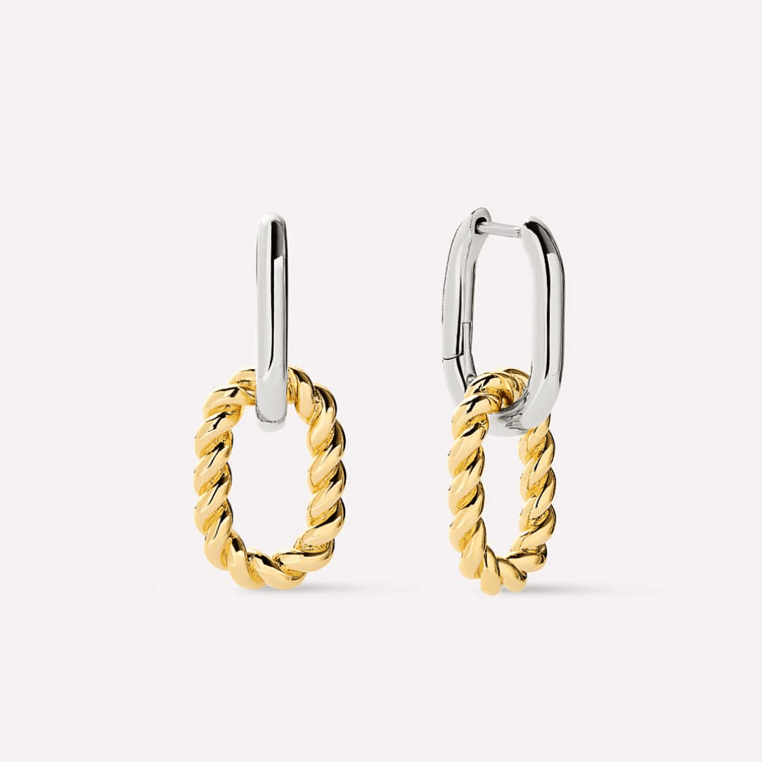 Ash Double Mini Two Tone Drop Earrings - Lizzy G's Fine Gifts